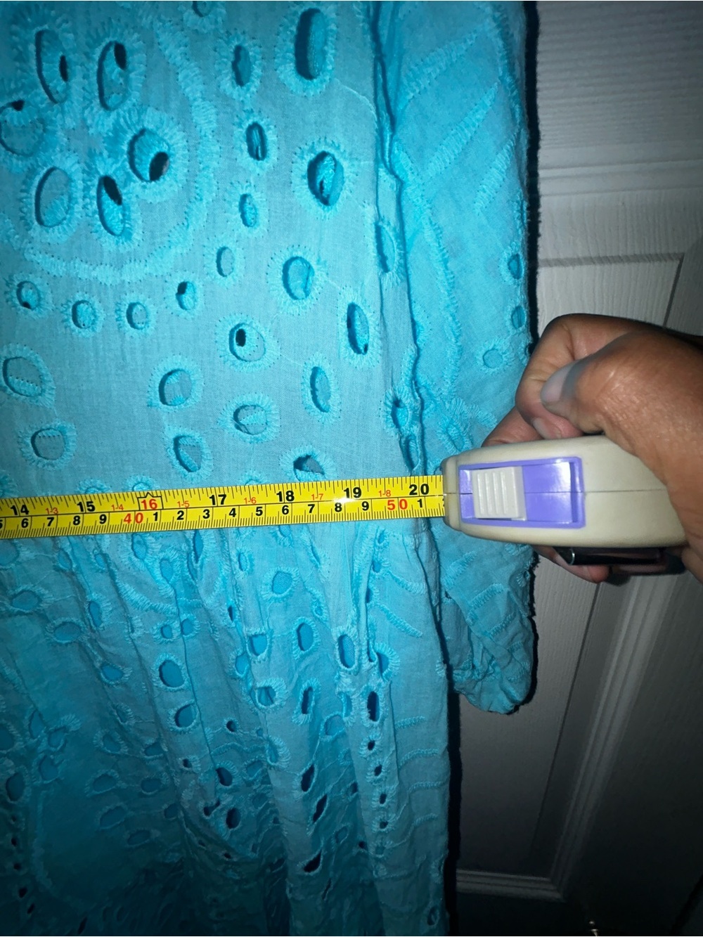 Lightweight Eyelet Tunic Top in Aqua Blue - Picture 8 of 10